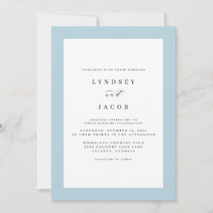 Invitación Elegante suave azul clásico de la boda