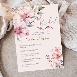 Invitación Elegante suave color de agua rosa color Floral Bri