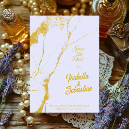 Invitación Elegante suave lavanda y mármol dorado para guarda