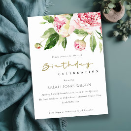 Invitación Elegante suave Rubor Floral Peony cualquier cumple