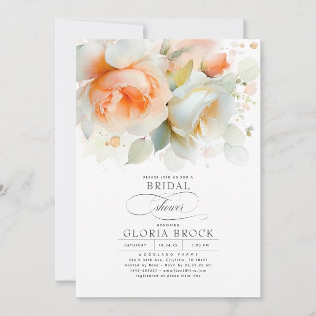 Invitación Elegante Suave Terracota Floral Boho Bridal Shower (Anverso)