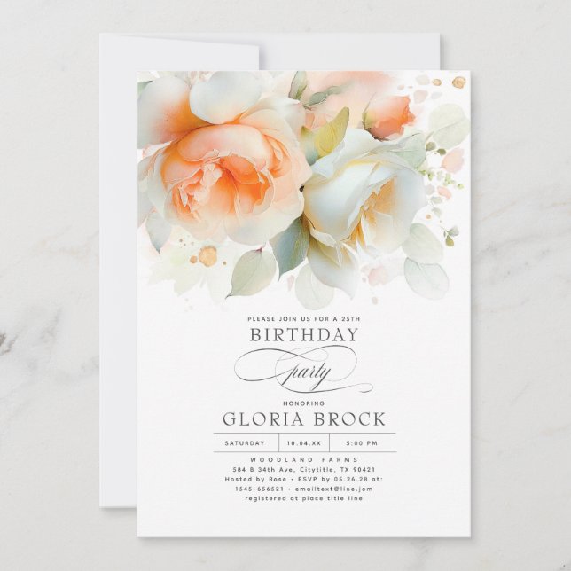 Invitación Elegante suave Terracota Floral Boho Fiesta de cum (Anverso)
