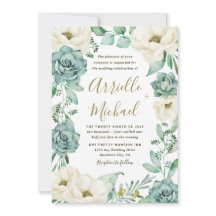 Elegante Suculento acuarela Marfil Floral Boda