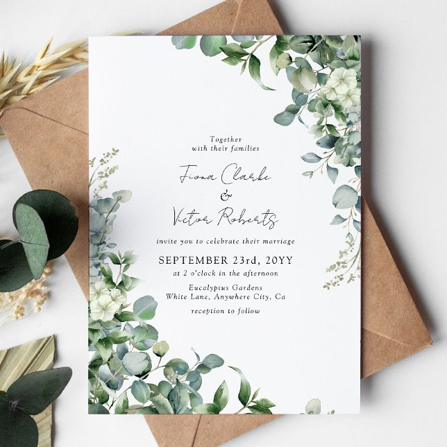 Invitación Elegante Suculento Eucalyptus Greenery Boda Invi (Subido por el creador)