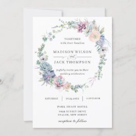 Invitación Elegante Suculento Verdor Floral Wreath Boda