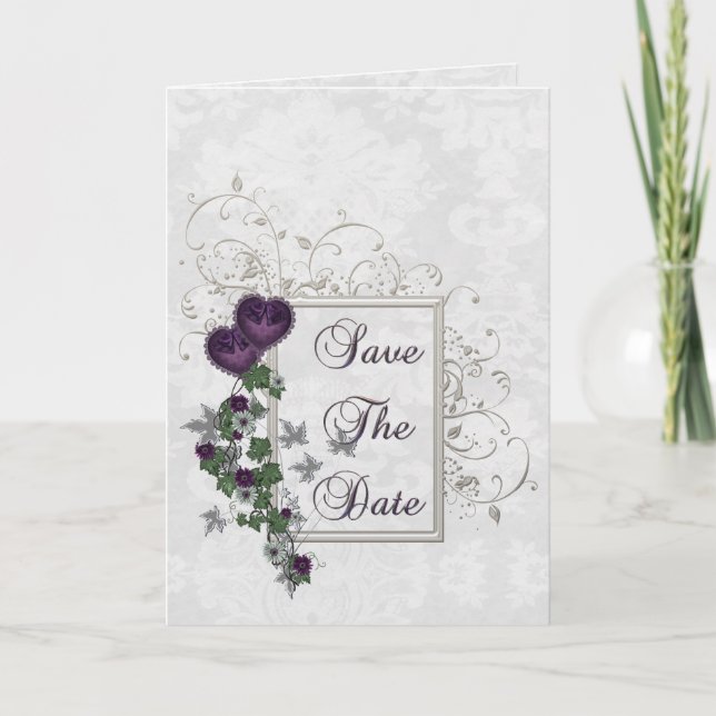 Invitación Elegante Suite Boda de marfil salva la fecha (Anverso)