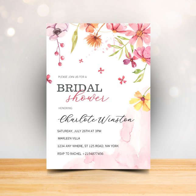 Invitación Elegante Summer Meadow Wildflowers Ducha de novias (Subido por el creador)