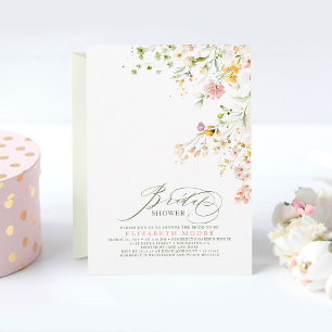 Invitación Elegante Summer Meadow Wildflowers Ducha de novias