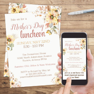 Invitación Elegante Sunflower acuarela Floral Día de la Madre