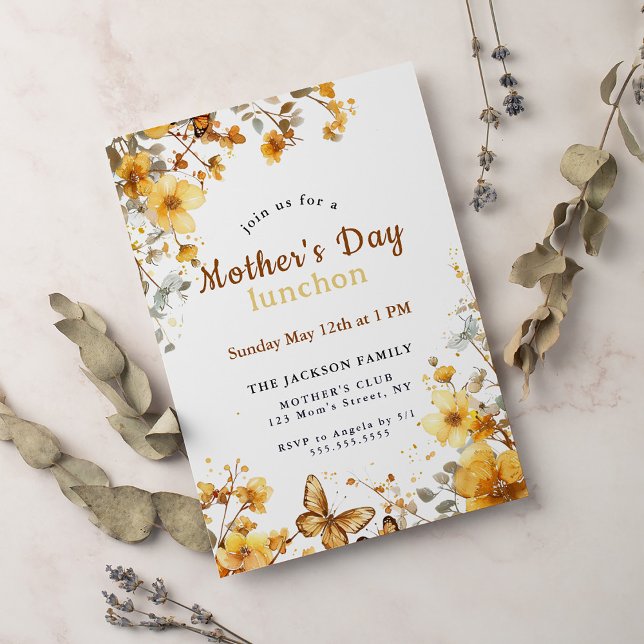 Invitación Elegante Sunflower acuarela Floral Día de la Madre (Subido por el creador)