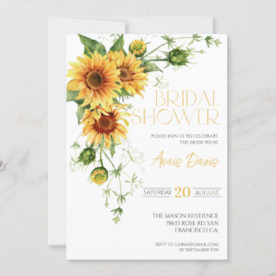 Invitación Elegante Sunflower Greenery Floral Bridal Shower