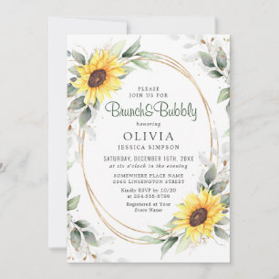 Invitación Elegante Sunflower Greenery Floral Bridal Shower