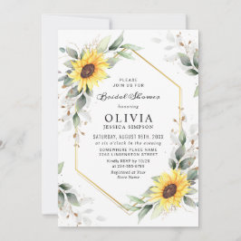 Invitación Elegante Sunflower Greenery Floral Bridal Shower