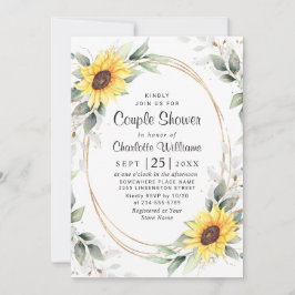 Invitación Elegante Sunflower Greenery Floral Couple Shower