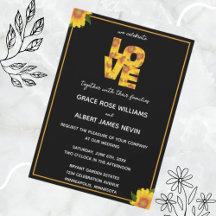 Elegante Sunflowers Black Backdrop LOVE Boda
