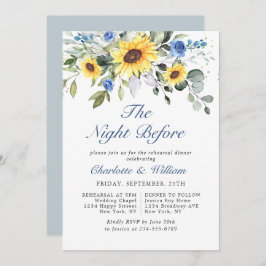 Invitación Elegante Sunflowers Eucalyptus REHEARSAL CENNER