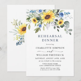 Invitación Elegante Sunflowers Eucalyptus REHEARSAL CENNER