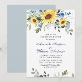 Invitación Elegante Sunflowers Eucalyptus REHEARSAL CENNER