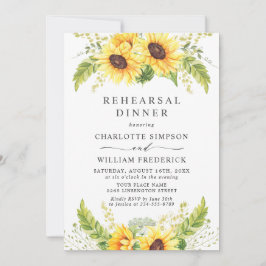 Invitación Elegante Sunflowers Eucalyptus REHEARSAL CENNER