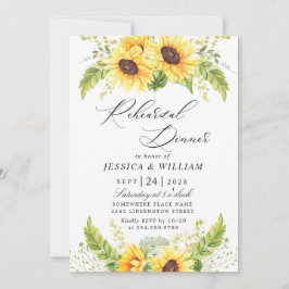 Invitación Elegante Sunflowers Eucalyptus REHEARSAL CENNER