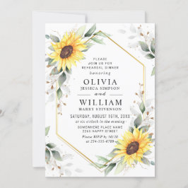 Invitación Elegante Sunflowers Greenery Rehearsal Dinner