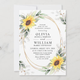 Invitación Elegante Sunflowers Greenery Rehearsal Dinner