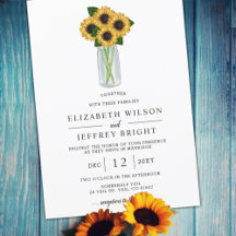 Elegante Sunflowers Mason Jar Boda