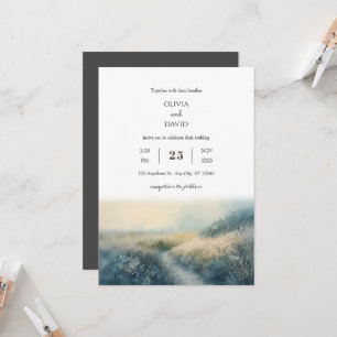 Invitación Elegante Sunrise Misty Coastal Path Beach Wedding