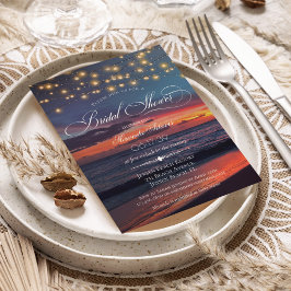 Invitación Elegante Sunset Beach String ilumina la ducha de l