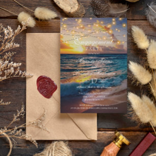 Invitación Elegante Sunset Beach Summer Engagement Party