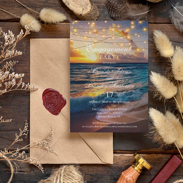 Invitación Elegante Sunset Beach Summer Engagement Party (Subido por el creador)
