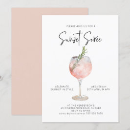 Invitación Elegante Sunset Soiree Bebe Cóctel Fiesta Rosa