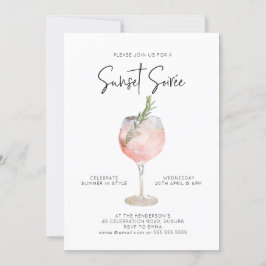 Invitación Elegante Sunset Soiree Bebe Cóctel Fiesta Rosa