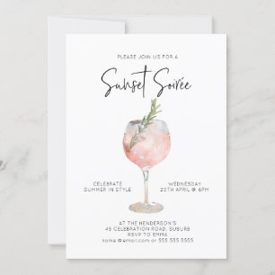 Invitación Elegante Sunset Soiree Bebe Cóctel Fiesta Rosa