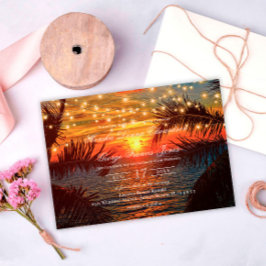 Invitación Elegante Sunset Tropical Beach Wedding