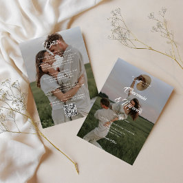 Invitación Elegante Superposición 2 Foto Con Boda De Código Q