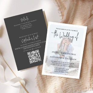 Invitación Elegante superposición de foto simple gris oscuro 