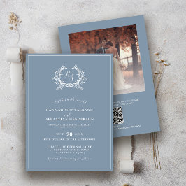 Invitación Elegante Superposición de Fotos de Monograma en Az