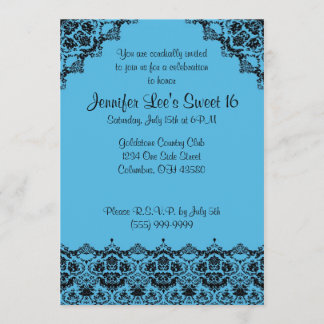 Invitación elegante Sweet16 de los azules cielos y