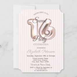 Invitación Elegante Sweet Striped 16