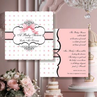 Invitación Elegante Swirl De Punto De Cinta Rosa Francesa