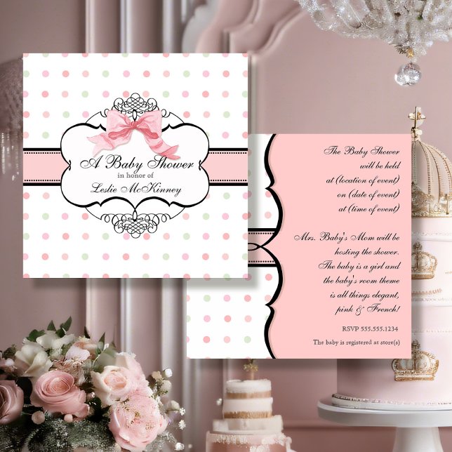 Invitación Elegante Swirl De Punto De Cinta Rosa Francesa (Subido por el creador)
