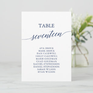 Invitación Elegante tabla azul de la Marina Número de asiento