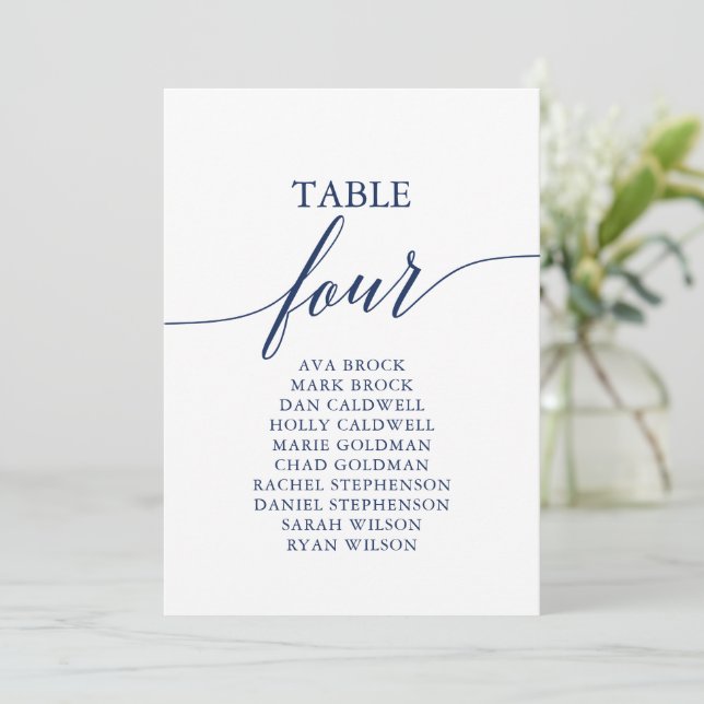 Invitación Elegante tabla azul de la Marina Número de asiento (Anverso de pie)