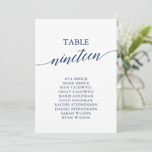 Invitación Elegante tabla azul de la Marina Número de asiento