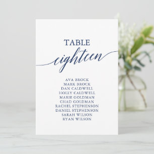Invitación Elegante tabla azul de la Marina Número de asiento