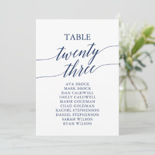 Invitación Elegante tabla azul de la Marina Número de asiento