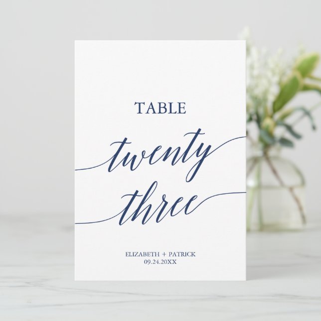 Invitación Elegante Tabla de caligrafía de la marina 23 Númer (Anverso de pie)