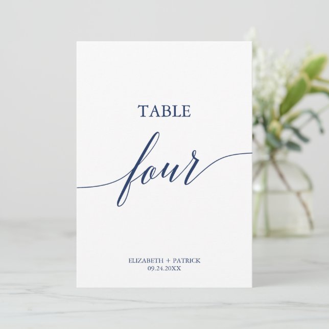 Invitación Elegante tabla de caligrafía de la marina cuatro n (Anverso de pie)
