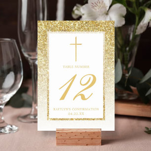 Invitación Elegante Tabla De Confirmación De Purpurina De Oro